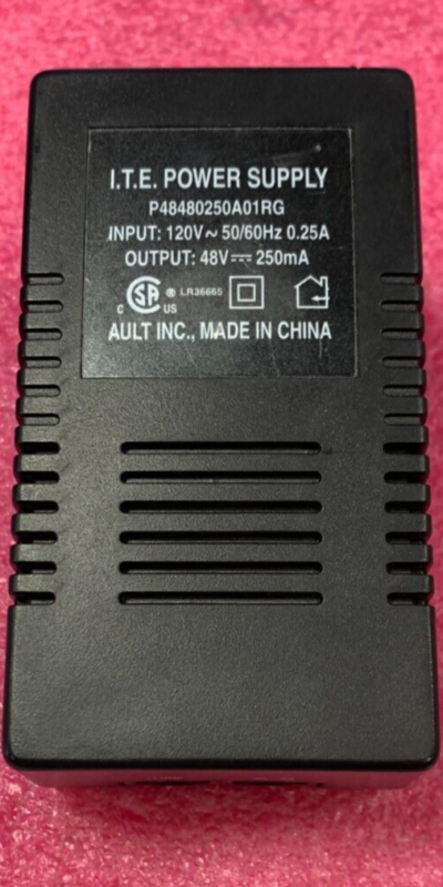 Ault ITE PoE Injector P48480250A01RG 48V 0.25A 12W 802.3af IP Phone CCTV