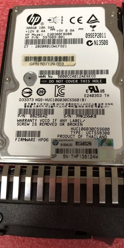 HP 300GB 10K 2.5" 6G SC SAS 597609-001 EG0300FBDBR HARD DRIVE 0B25642 GEN7