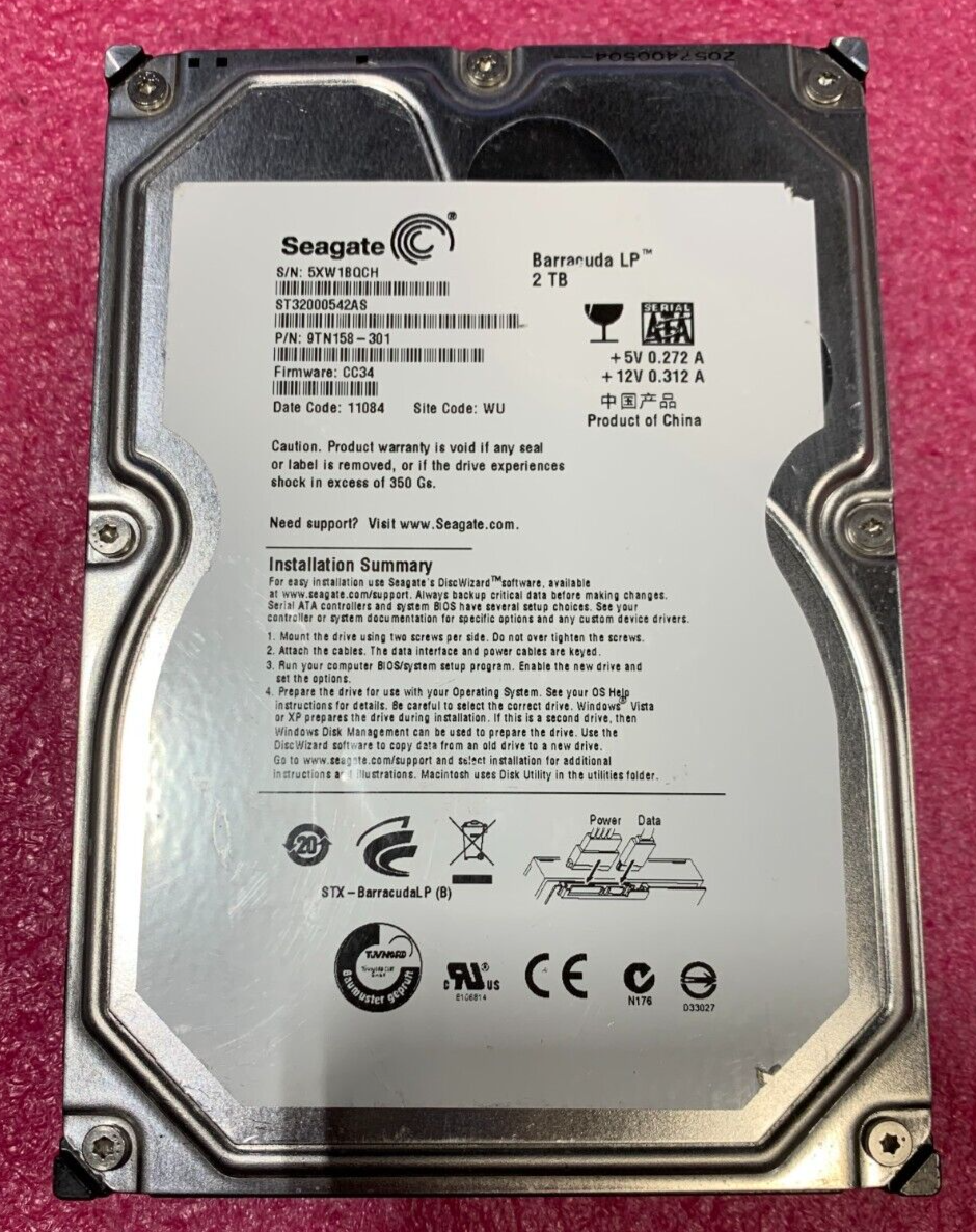 Seagate Barracuda 2TB 3.5" SATA 6Gb/s 5900RPM HDD ST32000542AS Tested
