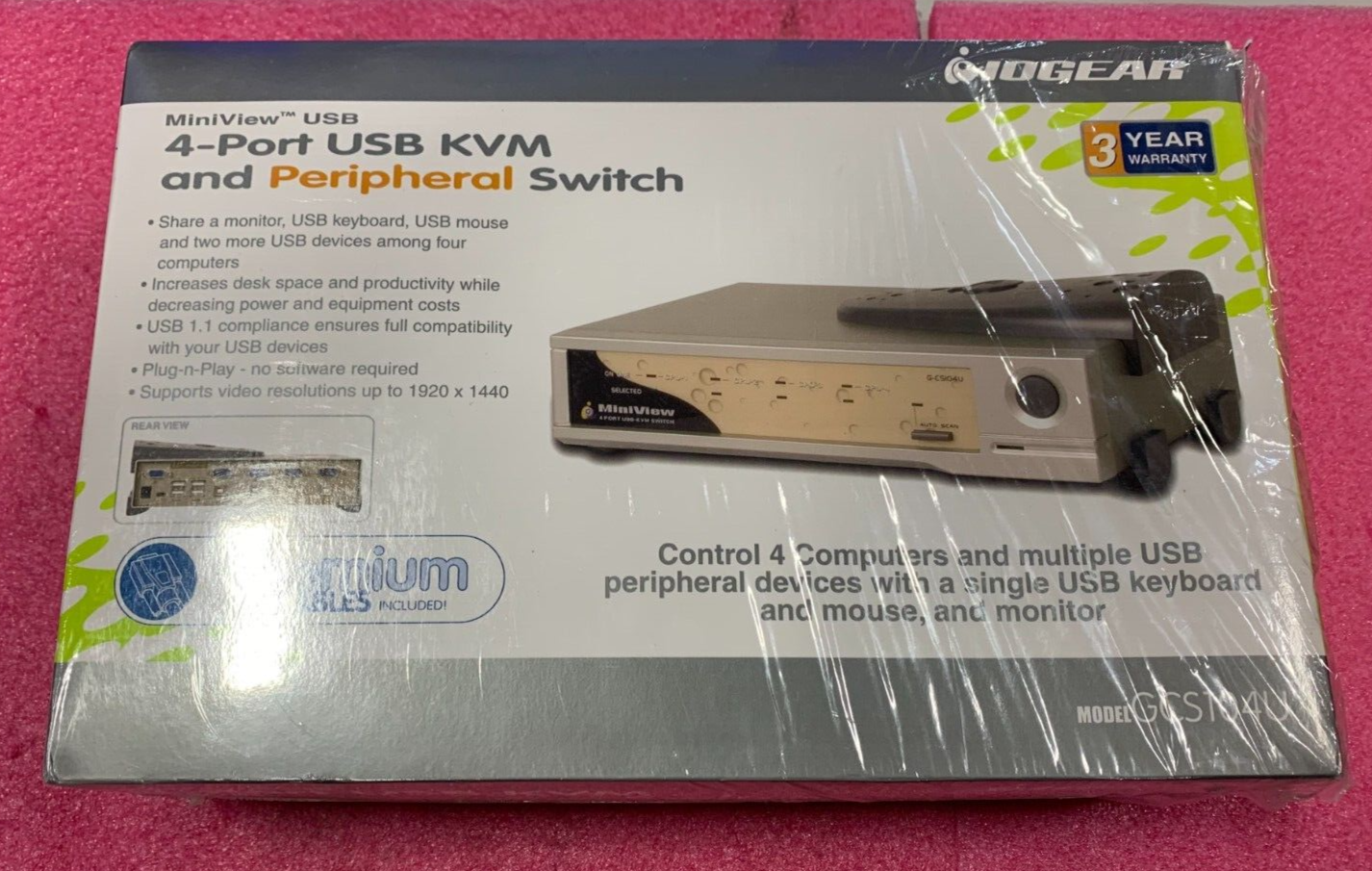 IoGear MiniView 4-Port USB KVM & Peripheral Switch Kit For PC/MAC GCS104U