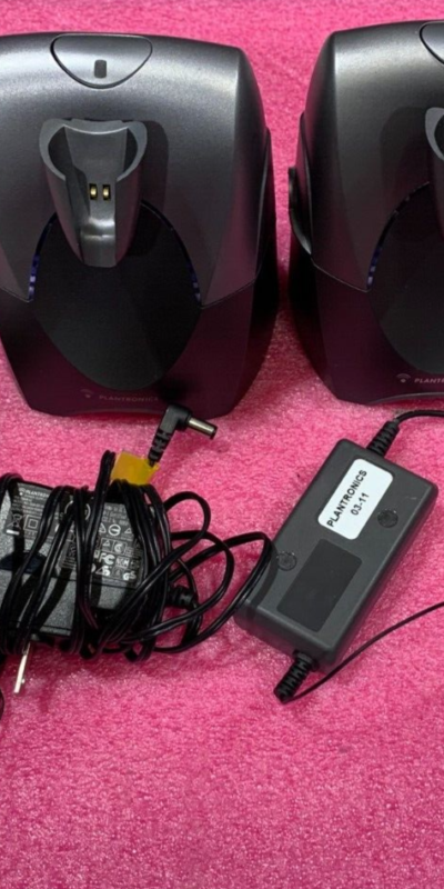 Lot Of 2 Plantronics CS55 Wireless Phone Headset Charging Base W/ Power Cord