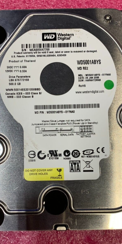 WD RE3 500GB 3.5" SATA 7200RPM Enterprise HDD WD5001ABYS Tested