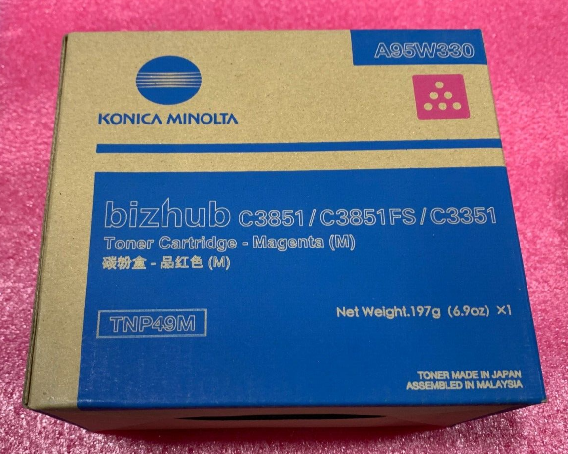 Genuine Konica Minolta TNP49M Magenta Toner A95W330 for Bizhub C3851 C3351