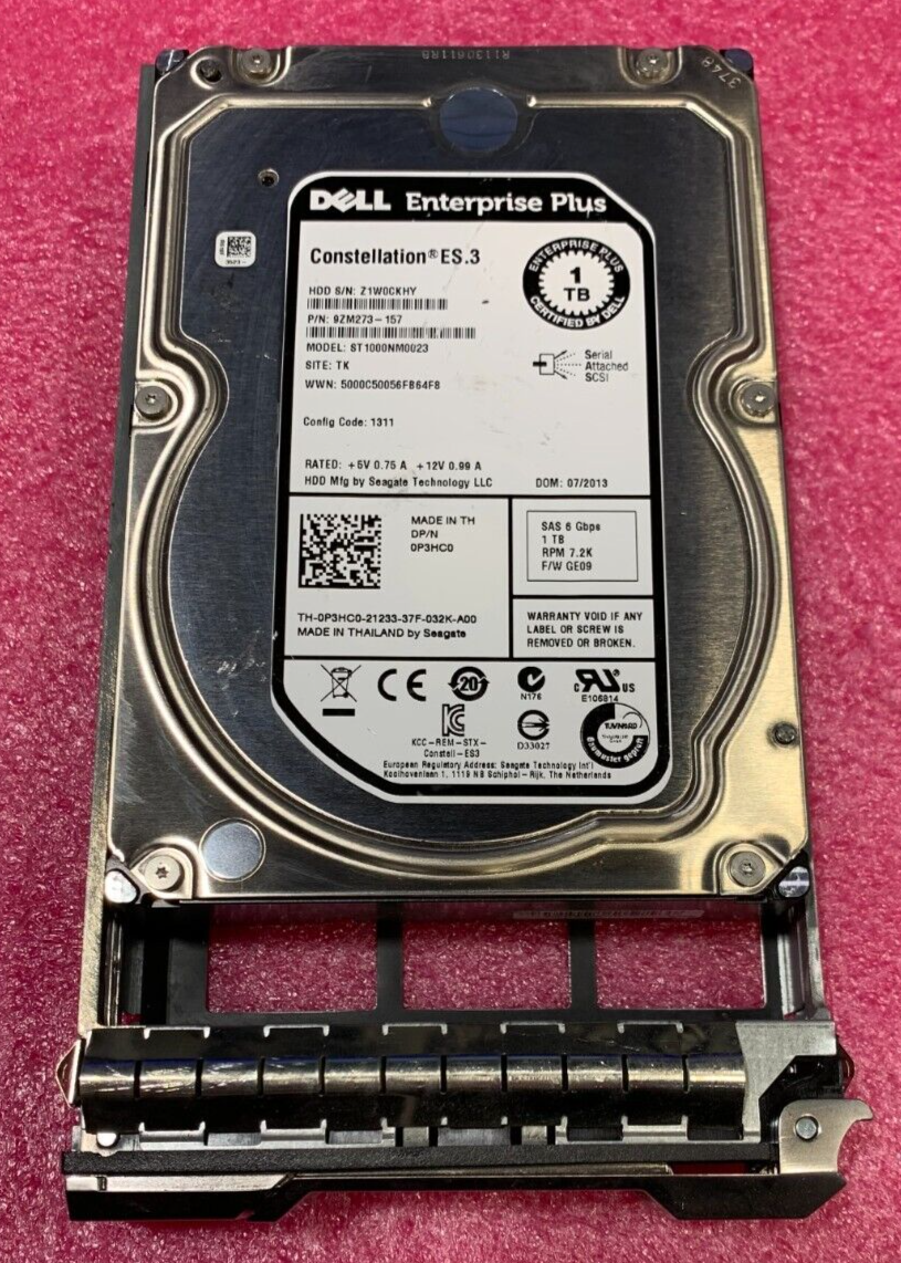 Dell 1TB 3.5in SAS 6Gb/s 7.2K HDD ST1000NM0023 P3HC0 Tray for EqualLogic