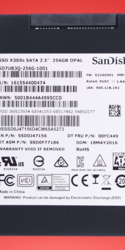 SanDisk 256GB SSD X300s OPAL 2.5" SATA Solid State Drive SD7UB3Q-256G-1001