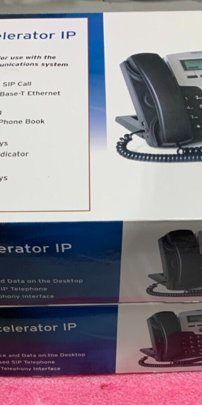 Lot 2 Vertical Xcelerator IP 2007 VoIP 4-Button Phones 7504-00 w/ Adapters