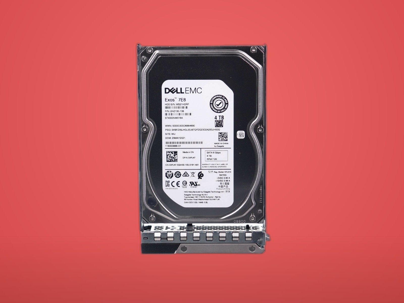 Dell/Seagate Exos 7E8 4TB 7.2K RPM SATA 6GB/s 3.5" Enterprise HDD - ST4000NM016A