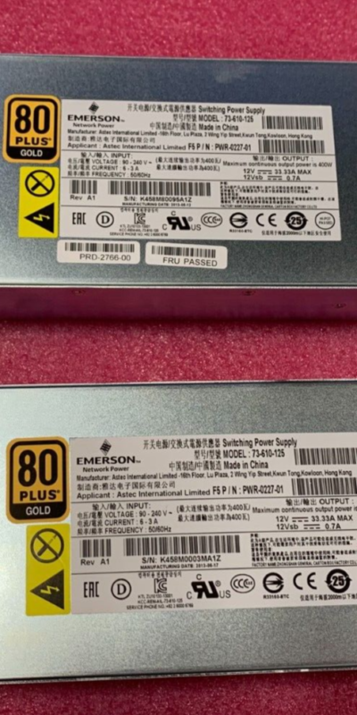Lot 2 Emerson PWR-0227-01 73-610-125 400W 80+ Gold Network Power Supply