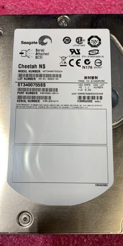 Seagate ST3400755SS 400GB 10K RPM SAS 3.5" Enterprise HDD 9EA066-001 Tested