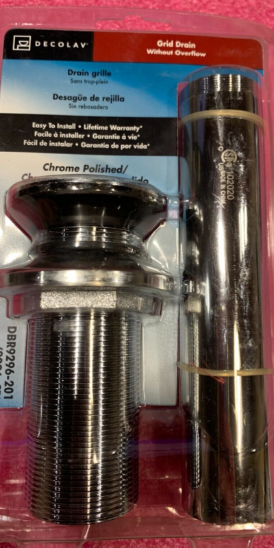 Decolav 9296-CP Chrome Grid Drain for Bathroom Sink No Overflow Waste