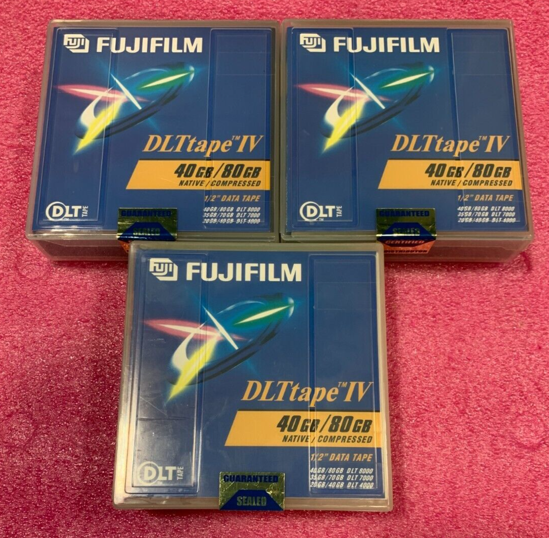 Lot Of 3 Fujifilm DLT IV 40/80 GB Data Cartridge Tapes For DLT 8000 26112088