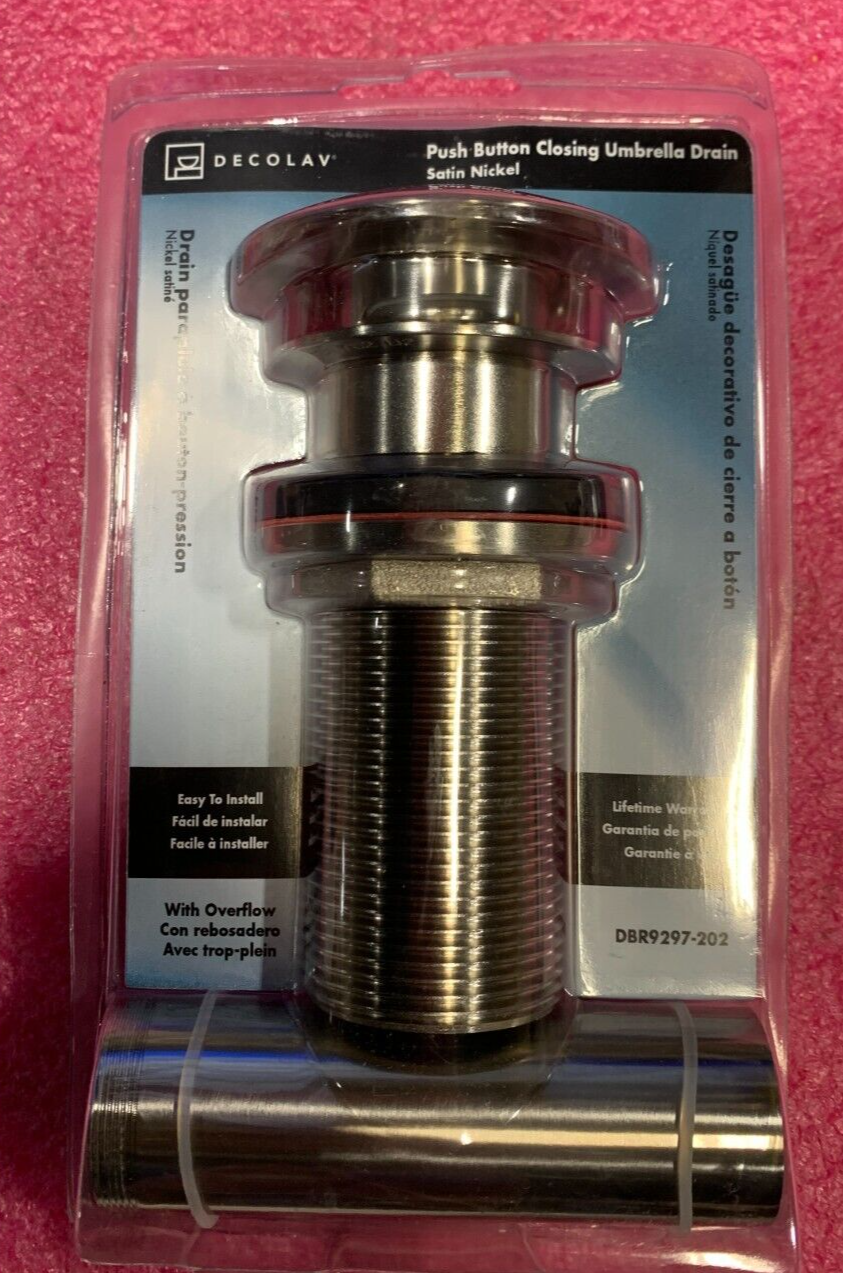 Decolav DBR9297-202 Push Button Closing Umbrella Drain Satin Nickel