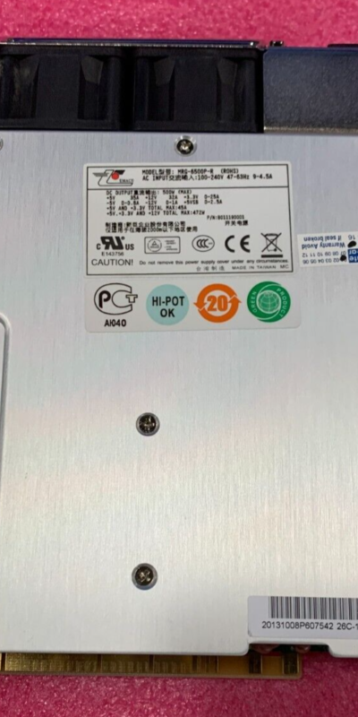 EMACS MRG-6500P-R 500W Redundant 2-Fan Hot-Swap Server Power Supply PSU