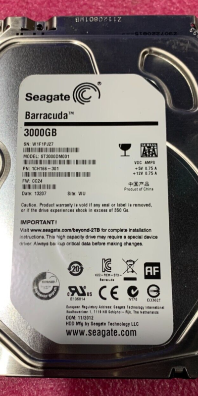 Seagate Barracuda 3TB 7200RPM 3.5" SATA III 6Gb/s HDD ST3000DM001