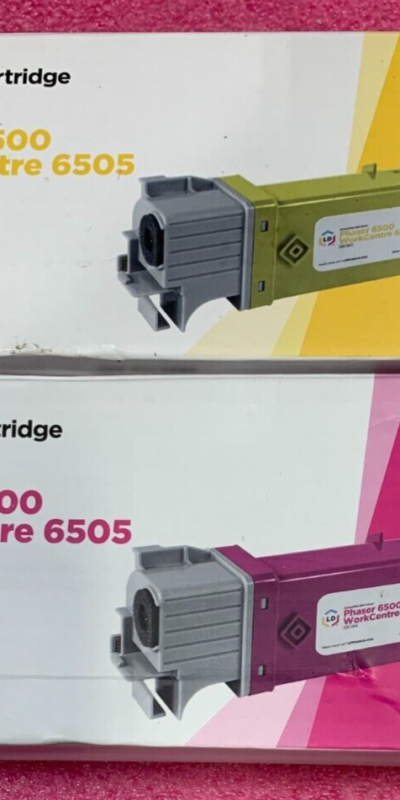 Lot Of 2 LD Magenta & Yellow Compatible Toner Cartridge For Xerox Phaser 6500