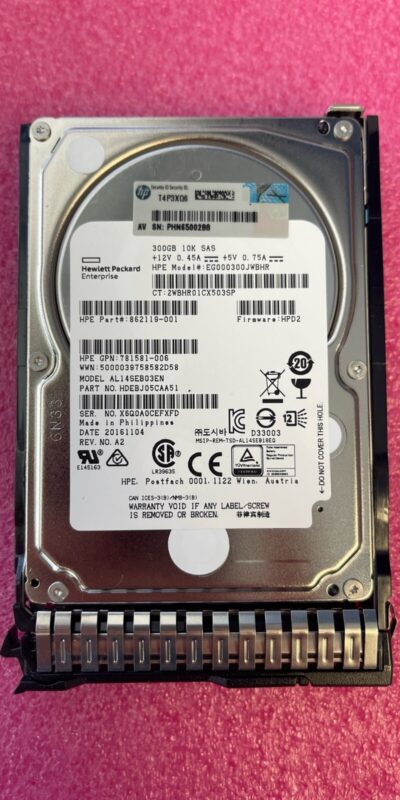 Genuine HP 300GB 10K 12G SAS SFF 2.5" Server HDD 862119-001 781581-006