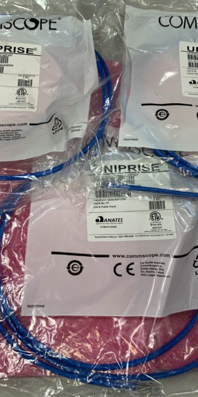 Lot of 3 CommScope Uniprise Cat6 7ft Patch Cables Blue RJ45 UNC6-BL-7F