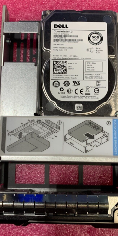 Dell Seagate 55RMX 500GB 2.5" SAS 6Gbps 7.2K HDD ST9500620SS + Tray Bracket