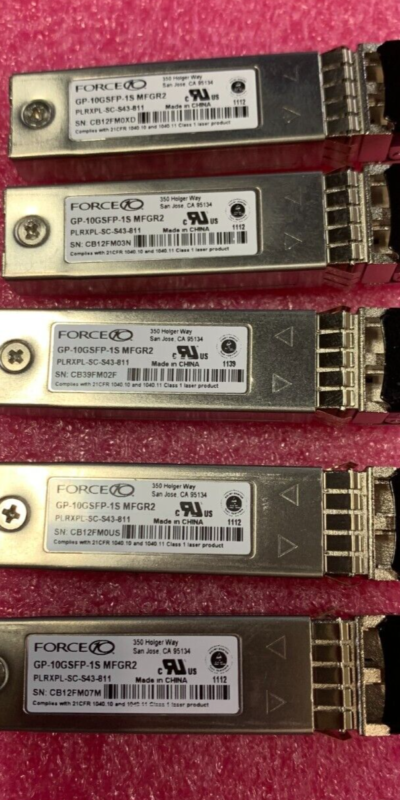 Lot 5 Force10 PLRXPL-SC-S43-811 10G SFP+ Transceiver Modules
