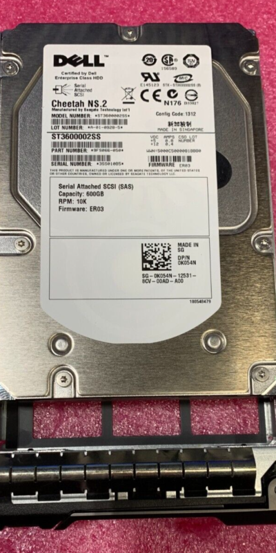 Dell 0K054N 600GB 10K 6Gbps SAS 3.5" SAS HDD Hard Drive ST3600002SS W/ Tray