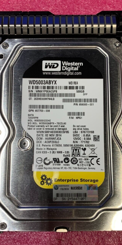 WD RE4 500GB 3.5" SATA 6Gb/s 7200RPM 64MB Cache Enterprise HDD WD5003ABYX