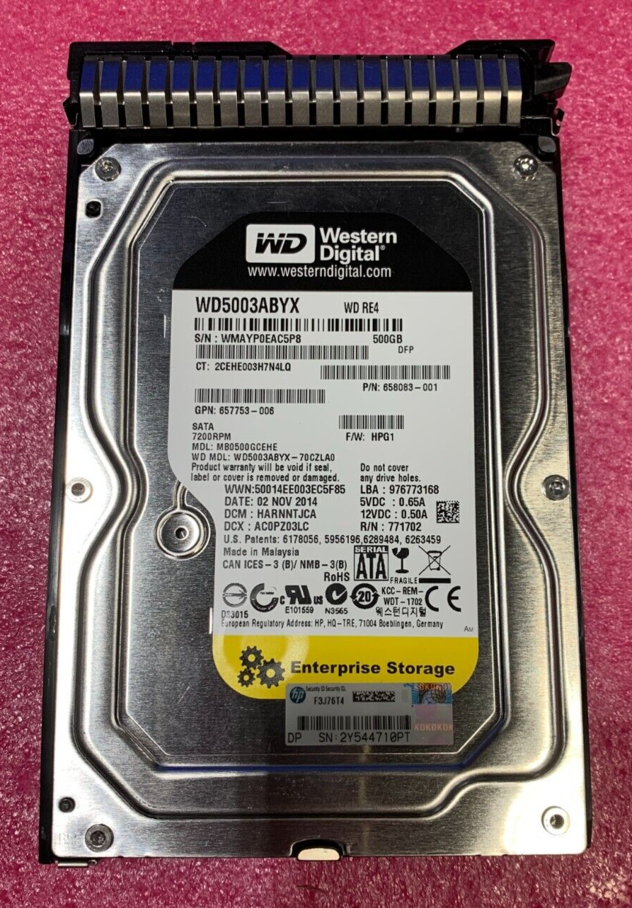 WD RE4 500GB 3.5" SATA 6Gb/s 7200RPM 64MB Cache Enterprise HDD WD5003ABYX