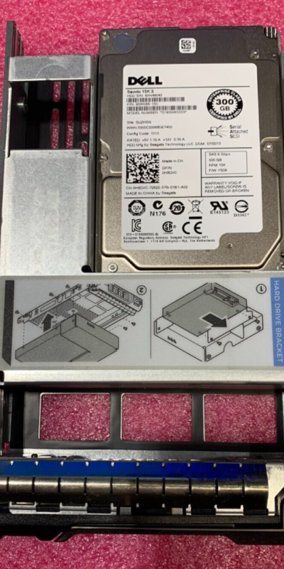 Dell 300GB 15K 2.5" SAS 6Gb/s HDD ST9300653SS +Bracket H8DVC Server