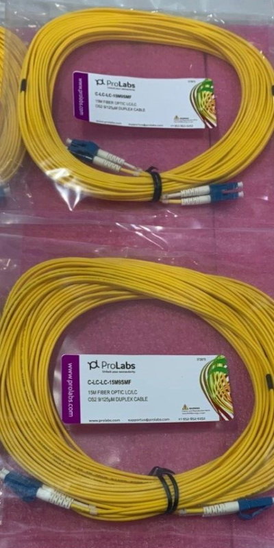 Lot 6 ProLabs 15m LC-LC OS2 9/125 SMF Duplex Fiber Optic Patch Cables OFNR