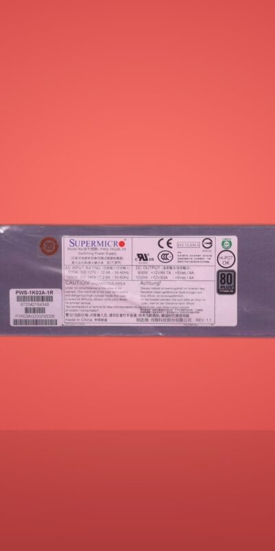 Supermicro PWS-1K03A-1R 672042164349 1000W 1U Redundant 80 Plus Power Supply