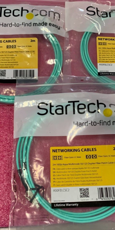Lot Of 3 StarTech 2m 10 Gb Aqua Multimode 50/125 Duplex Fiber Patch Cable LC/SC