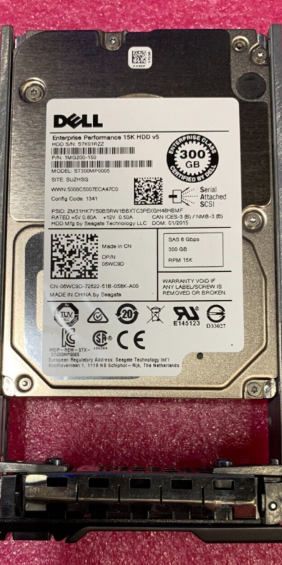 Dell 06WC9D 300GB 15K 2.5" SAS 6Gbps HDD ST300MP0005 w/ Tray Tested