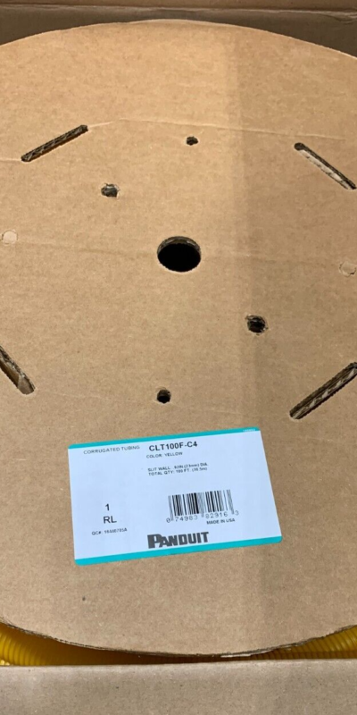 Panduit CLT100F-C4 100FT Yellow Slit Corrugated Loom Tubing 3/4" Wire Conduit
