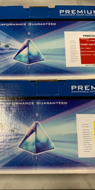 Lot of 2 Premium Compatible For HP CP3525 Magenta & Yellow PRMHT252A/253A