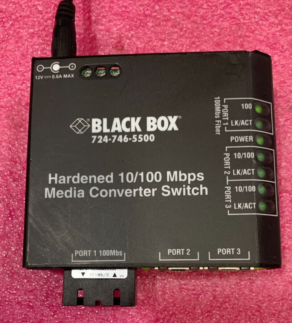 BLACK BOX HARDENED 10/100 MBPS MEDIA CONVERTER SWITCH LBH100A-H-SC