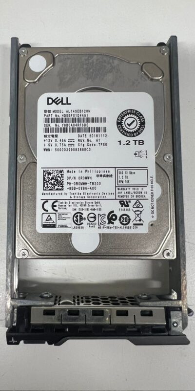Dell 1.2TB 10K 12Gbps SAS 2.5in HDD 0R0MWH Enterprise Server