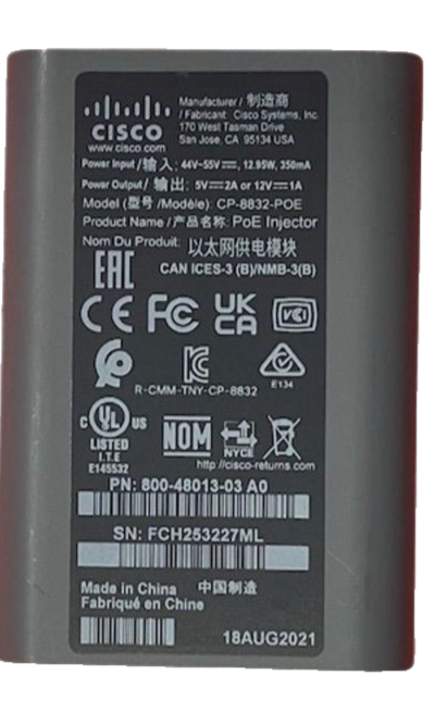 Genuine Cisco CP-8832 USB-C Power Injector Supply for 8832 IP Conference Phone
