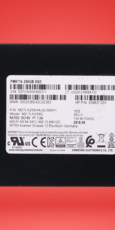 Samsung PM871B MZ-7LN256C MZ7LN256HAJQ-000H1 256GB 2.5" SSD SATA Hard Drive