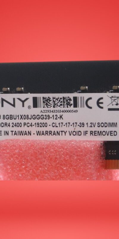 PNY 8GB DDR4 2400 PC4-19200-CL17-17-17-39 1.2V SODIMM Part # 8GBU1X08JGGG39-12-K