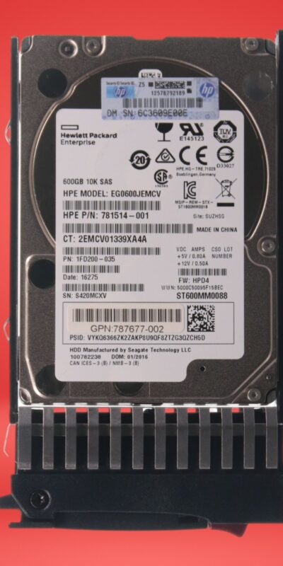 HPE 600GB SAS 10K SFF SCEG0600JEMCV HDD872477 P/N:781514-001 Hard Drive