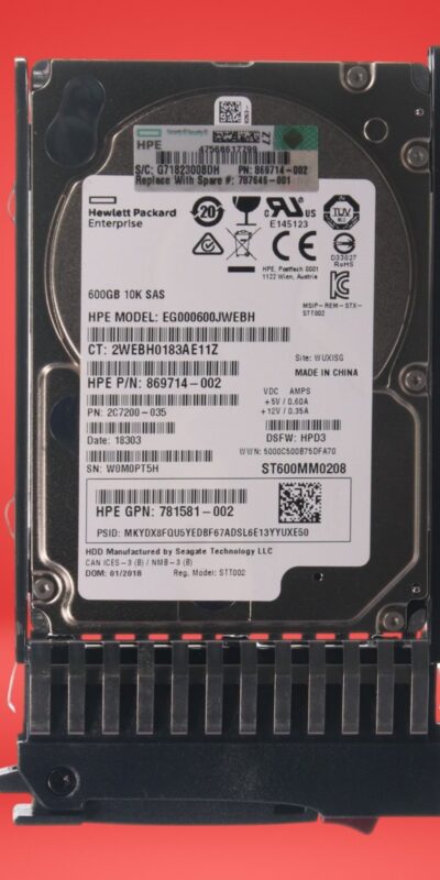 HP EG000600JWEBH 872477-B21 872736-001 600GB 10K 12Gb 2.5-inch Hard Drive