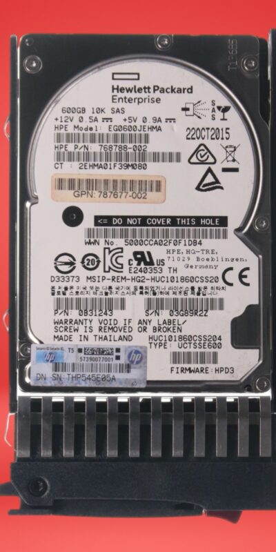 HP EG0600JEHMA 600GB 10K RPM SAS 2.5" HDD P/N: 768788-002 T13685