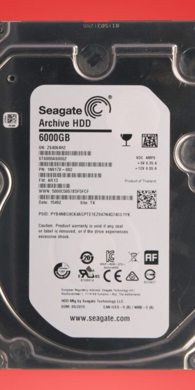 SEAGATE ARCHIVE HDD 6TB ST6000AS0002 PN:1N917X-568 S/N:Z84 FW:AR13 SATA 3.5
