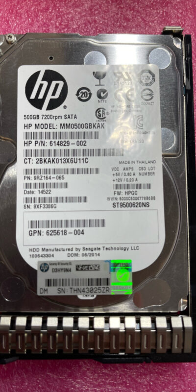 HP 500GB 7.2K 2.5" SATA 6G Hot-Swap HDD + Tray ProLiant Gen8 Gen9 614829-002