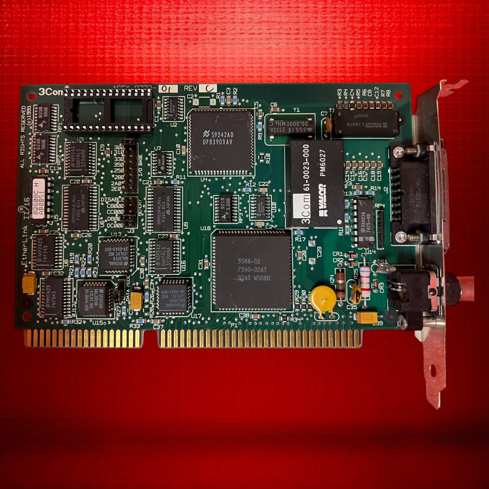 Vintage 3Com EtherLink II 16-bit ISA Network Card | ASSY 8772-01 Rev C | Retro