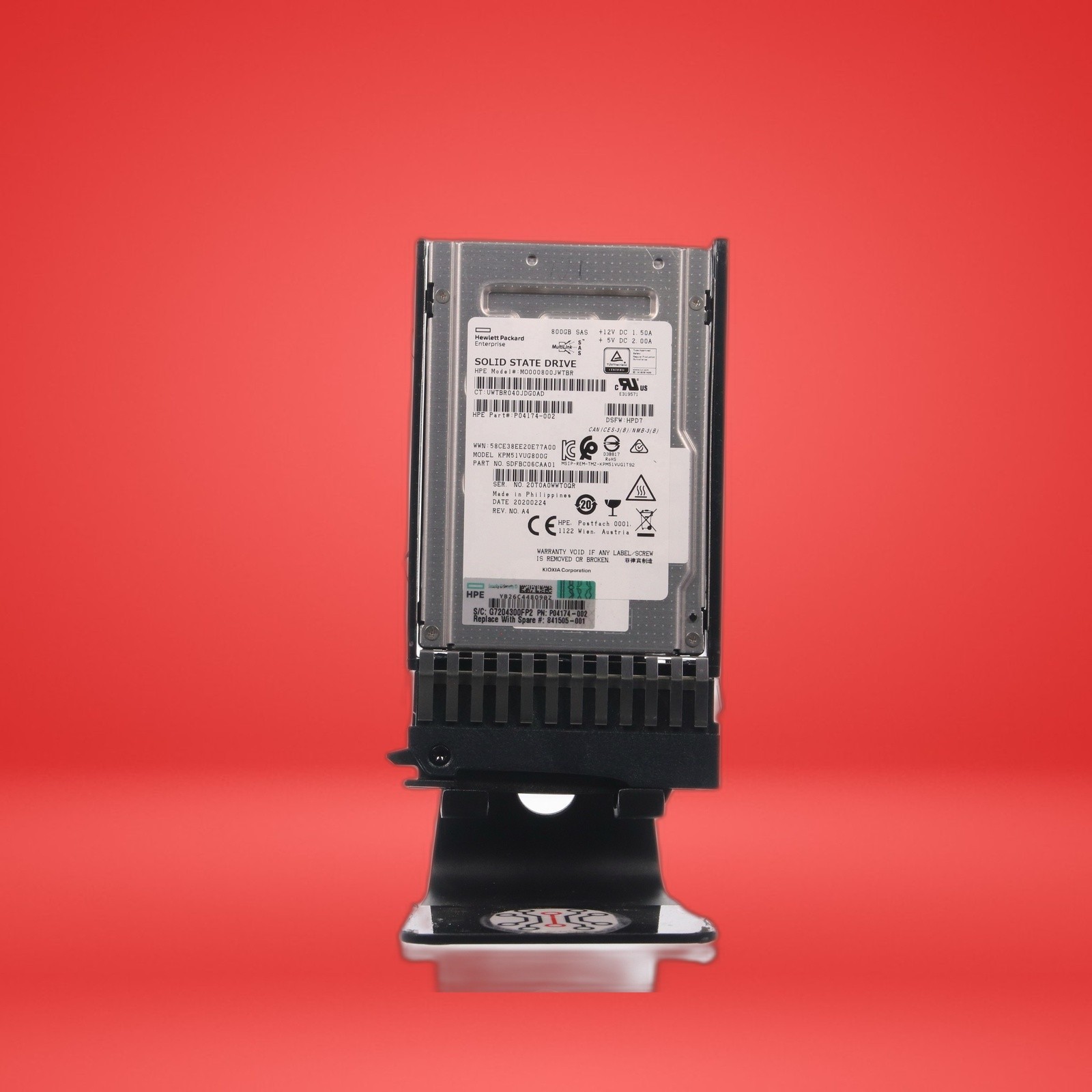 HPE 800GB MO000800JWTBR 12Gbps 2.5" U.2 NVMe SSD P/N: P04174-002