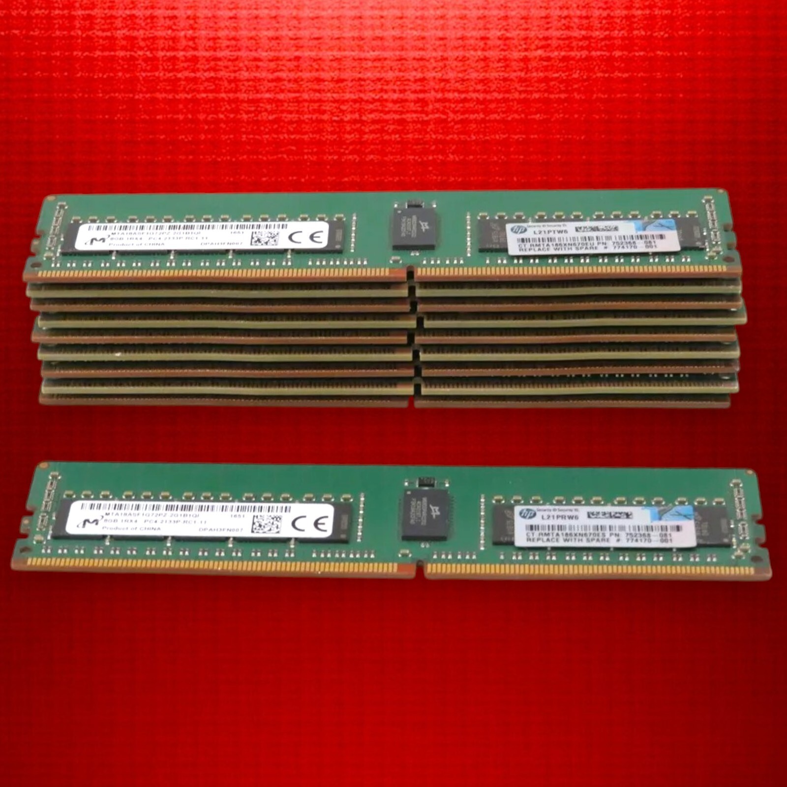 Lot of 5 Micron 8GB DDR4-2133P ECC RDIMM PC4-17000 HP 774170-001 Server RAM