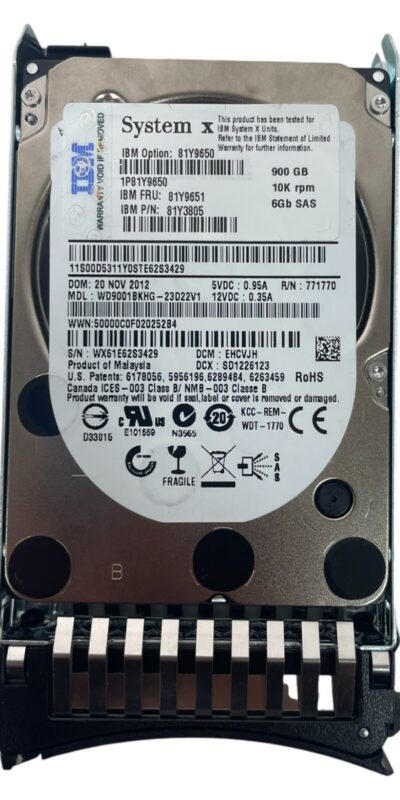 IBM 900GB 10K SAS 2.5in Hot-Swap HDD 6Gbps 81Y9651 81Y9650 81Y3805