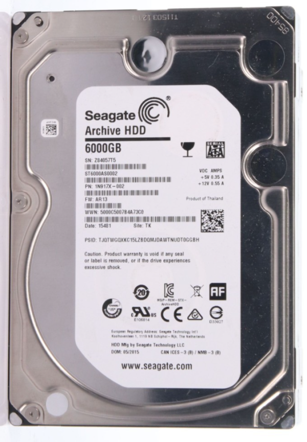 Seagate Archive HDD ST6000AS0002 6TB 5.9K 128MB SATA III 3.5' Hard Drive