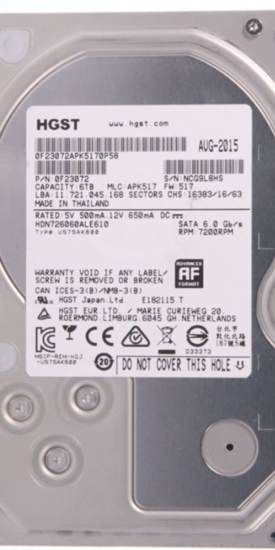 HGST 6TB 64MB Cache 7200RPM SATA 6.0Gb/s 3.5" Hard Drive - HUS726060ALE610