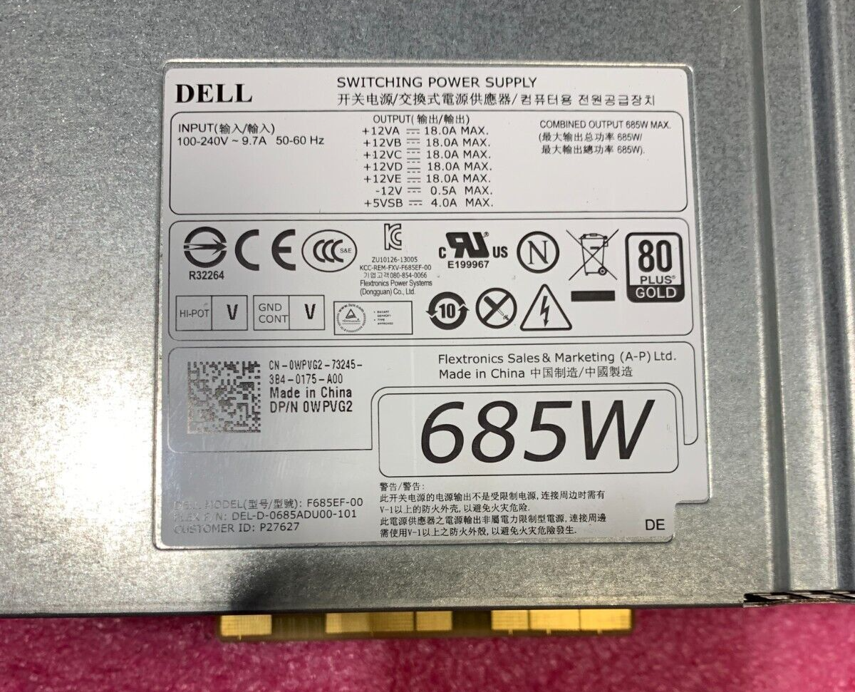 Dell 0CT3V3/0CYP9P/0W4DTF/0KTMT8/0YP00X 685W PSU for Precision T5810 T7810 - Image 5
